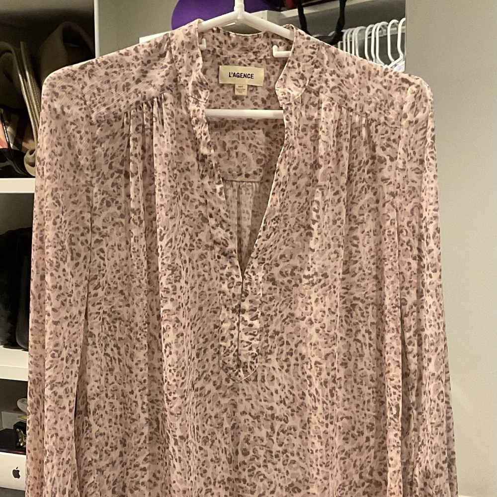 L’Agence animal print sheer blouse